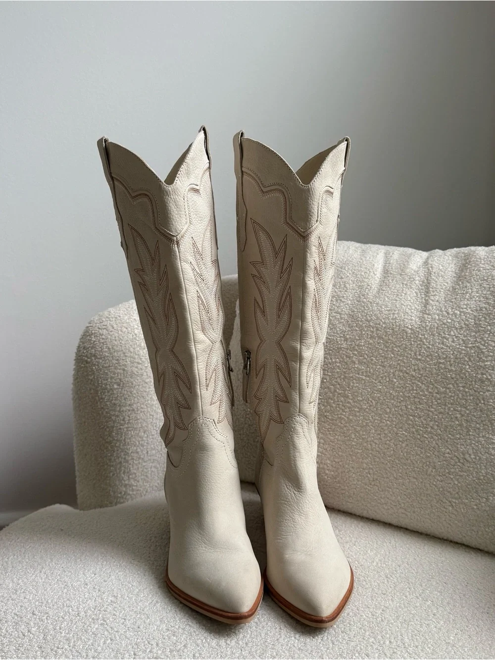 Dolce Vita - Shiren Cream Leather Western Cowgirl Boots